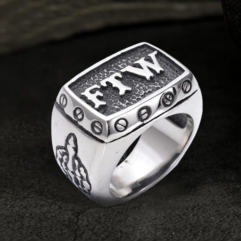 Punk Ftw Letters Stainless Steel Biker Ring