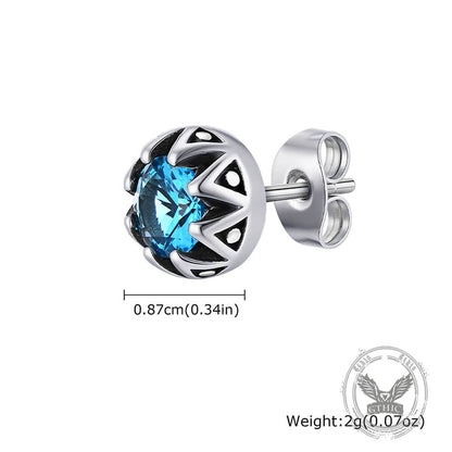 Punk Gem Crown Stainless Steel Stud Earrings