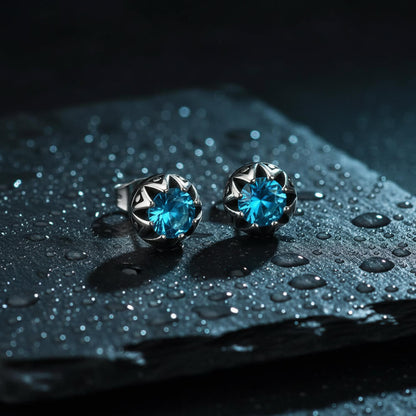 Punk Gem Crown Stainless Steel Stud Earrings
