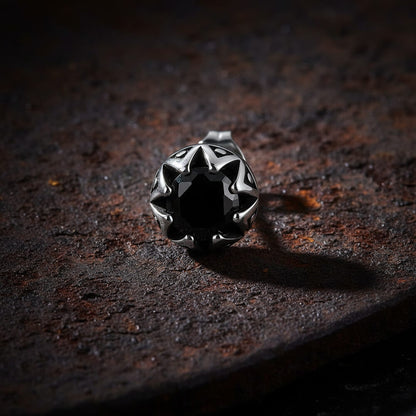 Punk Gem Crown Stainless Steel Stud Earrings