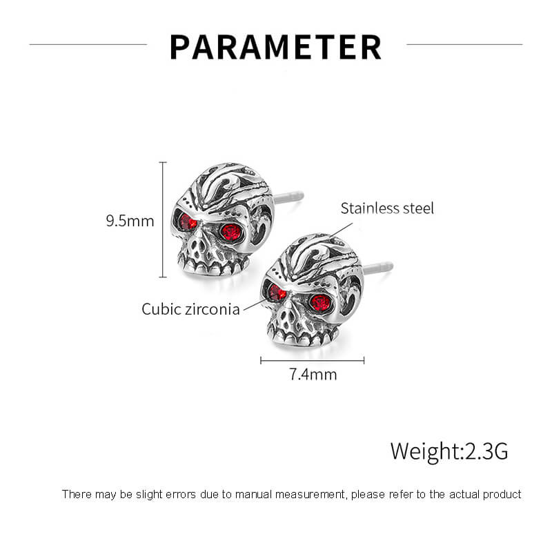 Punk Gem Eye Skull Stainless Steel Earrings