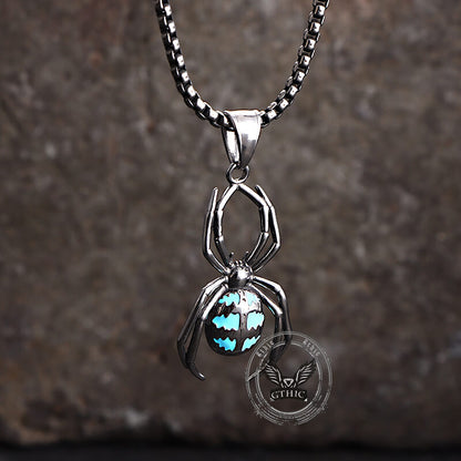 Punk Gemstone Spider Stainless Steel Animal Pendant