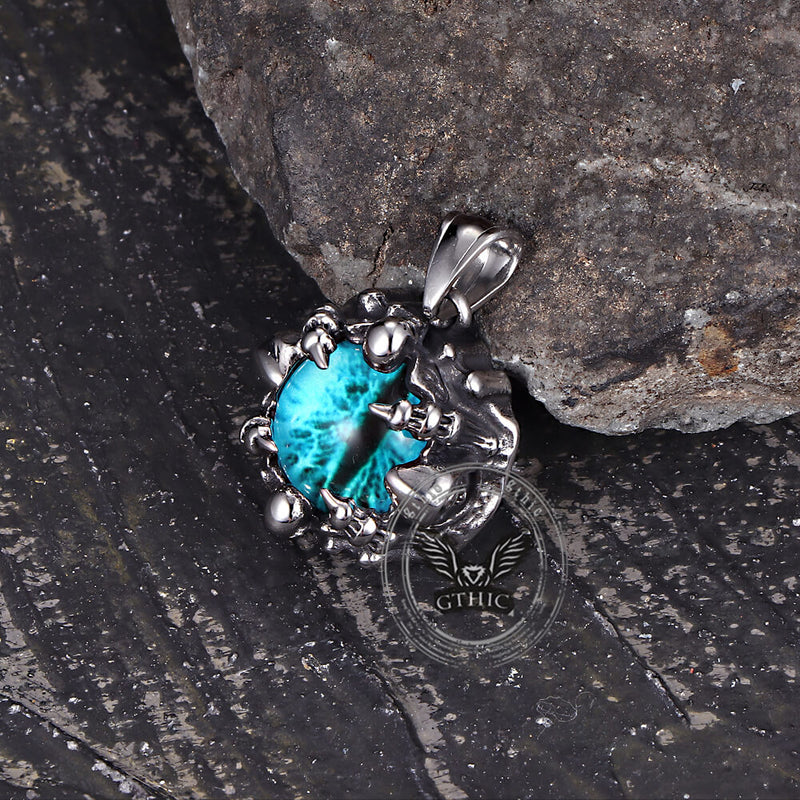 Punk Hiphop Evil Eye Stainless Steel Skull Pendant