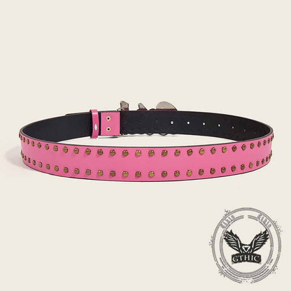 Punk Letter Bitch Buckle Rivet Pu Leather Belt