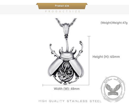Punk Mechanical Gear Beetle Stainless Steel Pendant