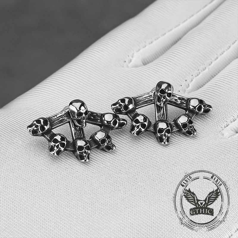 Punk Multi-skull Stainless Steel Stud Earrings