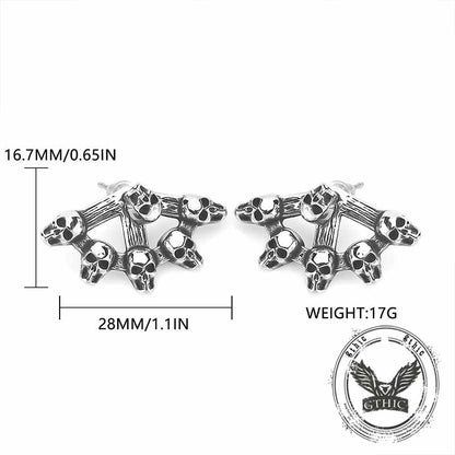 Punk Multi-skull Stainless Steel Stud Earrings