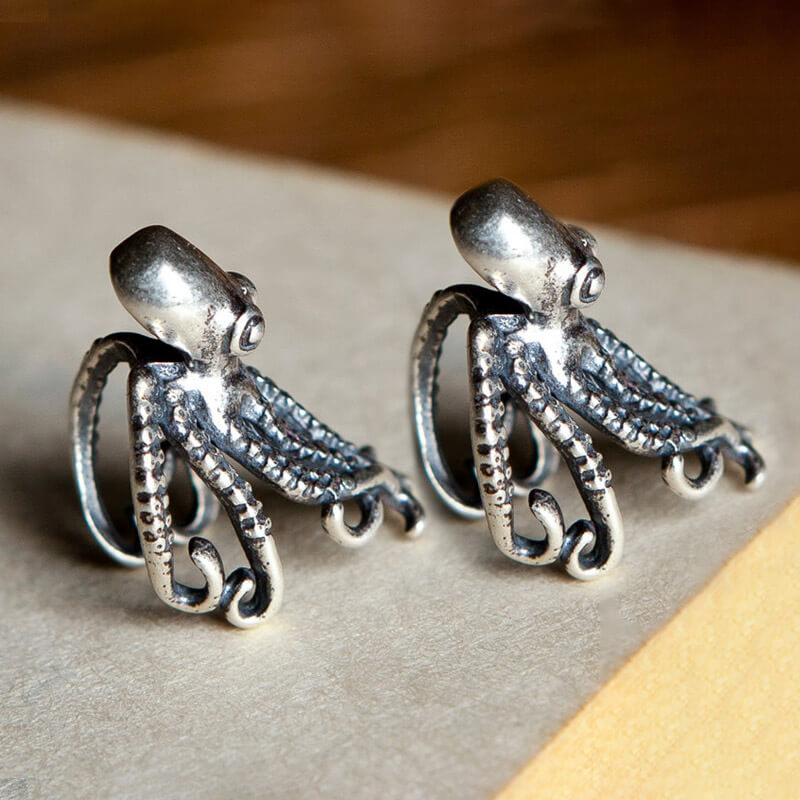 Punk Octopus Sterling Silver Ear Cuff