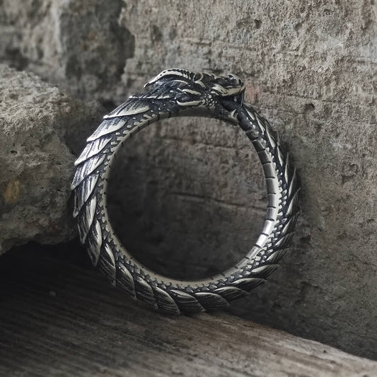 Punk Ouroboros Snake Sterling Silver Ring
