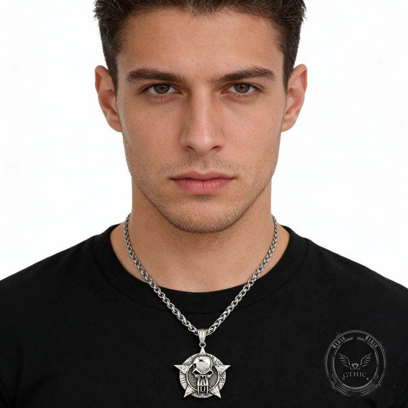 Punk Pentagram Skull Stainless Steel Pendant