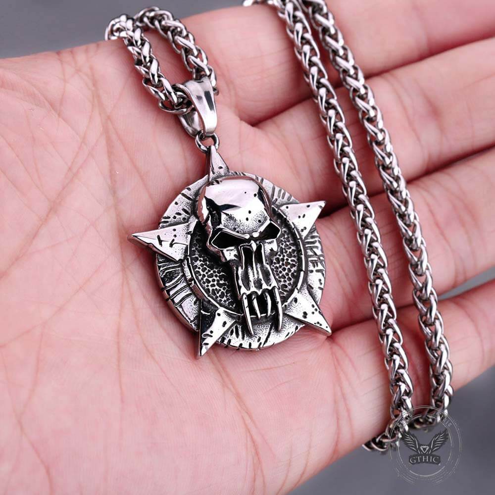 Punk Pentagram Skull Stainless Steel Pendant