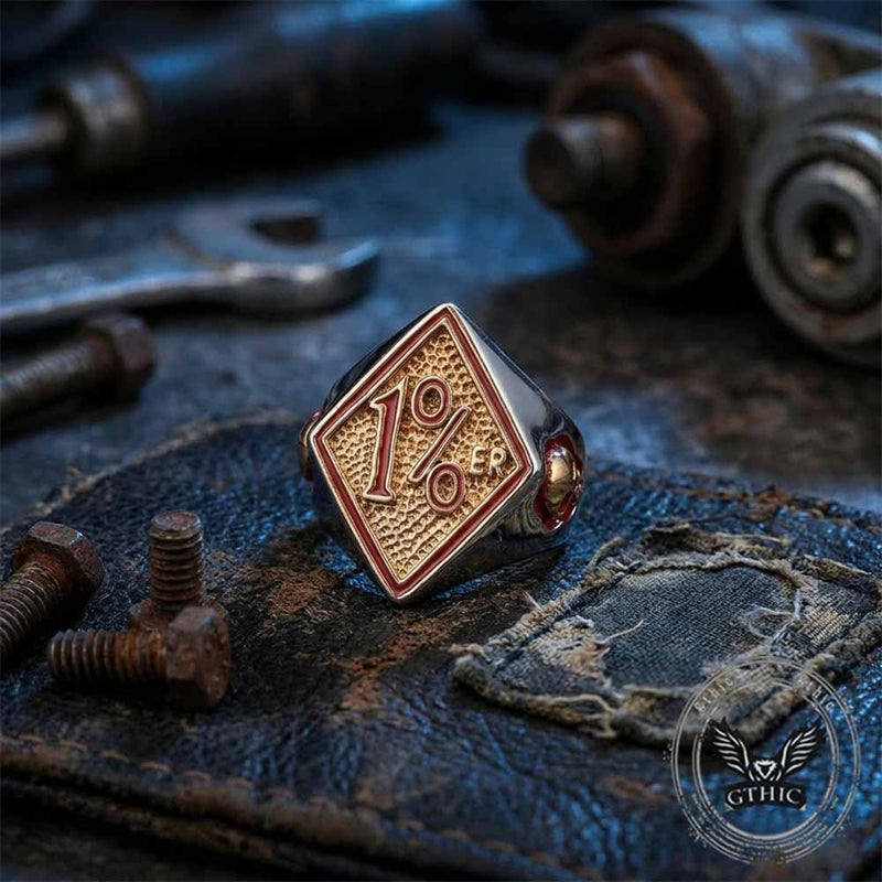 Punk Rhombus 1%er Skull Stainless Steel Ring