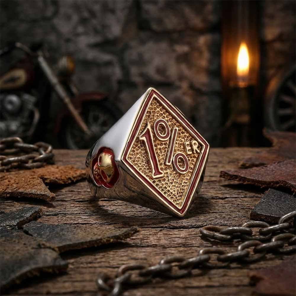 Punk Rhombus 1%er Skull Stainless Steel Ring