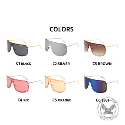 Punk Rivet Large Frame Metal Rimless Pc Sunglasses