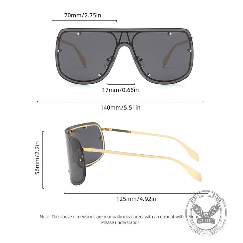 Punk Rivet Large Frame Metal Rimless Pc Sunglasses