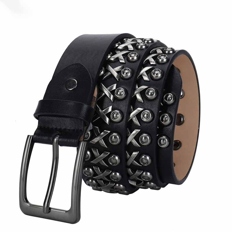 Punk Rivet Wear-resistant Cowhide Leather Belt