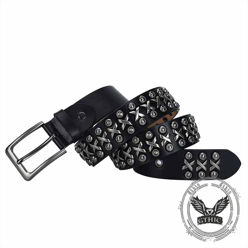 Punk Rivet Wear-resistant Cowhide Leather Belt