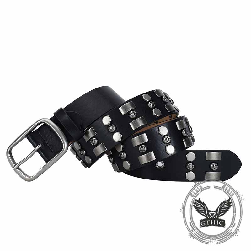 Punk Rivet Wear-resistant Cowhide Leather Belt