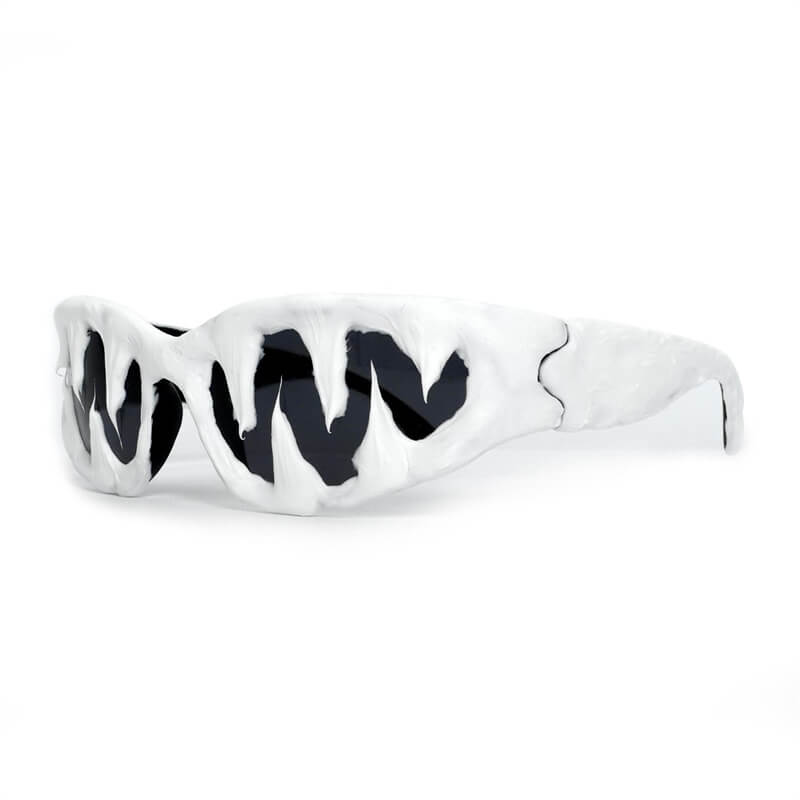 Punk Sharp Teeth Design Drip Glue Pc Sunglasses
