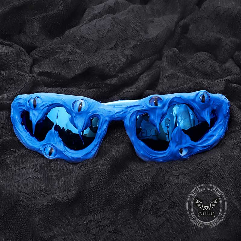 Punk Sharp Teeth Eyeballs Drip Glue Pc Sunglasses