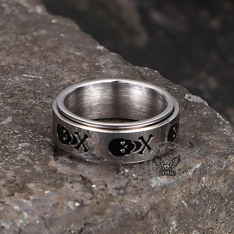 Punk Skull Crossbone Stainless Steel Spinner Ring