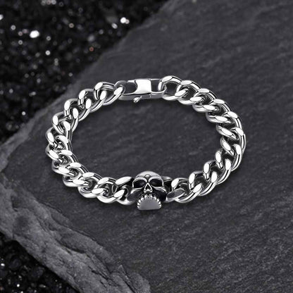 Punk Skull Head Cuban Link Stainless Steel Bracelet