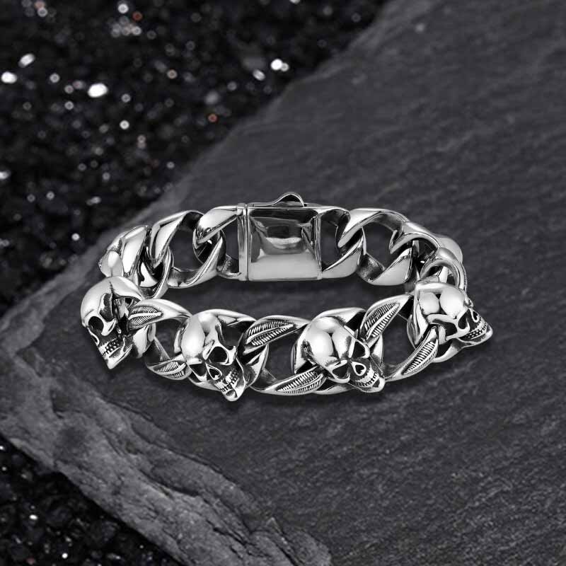 Punk Skull Head Stainless Steel Hip-hop Bracelet