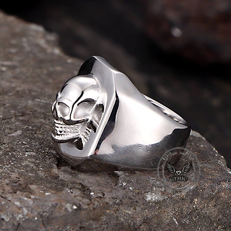 Punk Skull Head Stainless Steel Square Ring