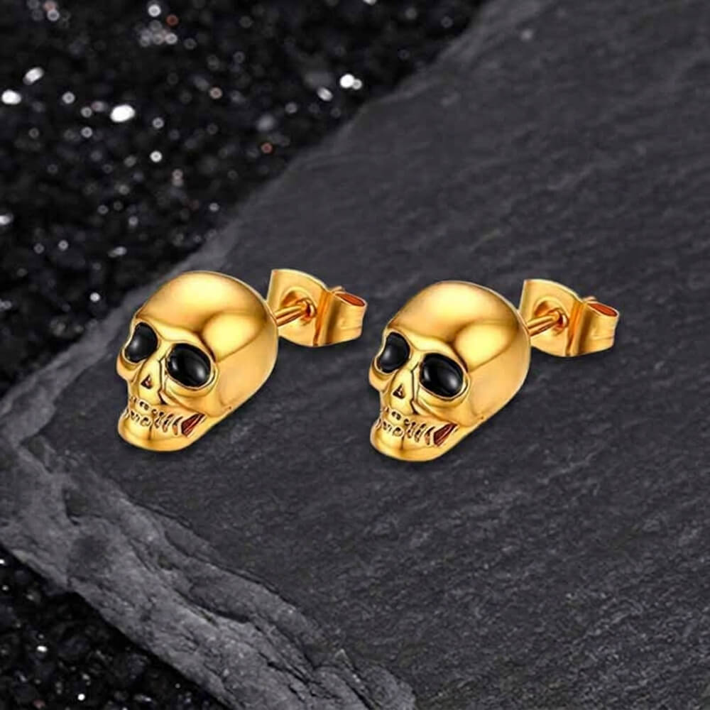 Punk Skull Head Stainless Steel Stud Earrings