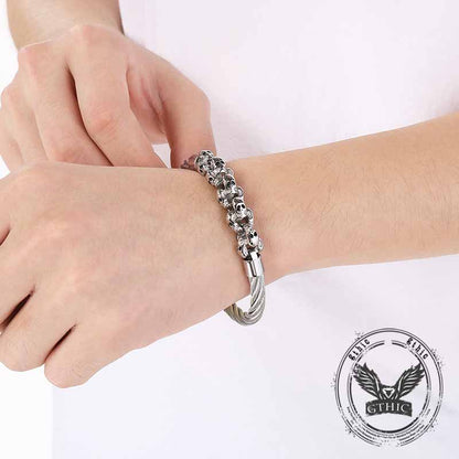 Punk Skull Wire Splicing Stainless Steel Bracelet