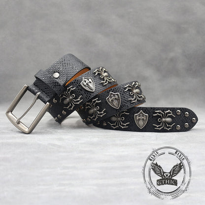 Punk Spider Rivet Snake Pattern Pu Leather Belt