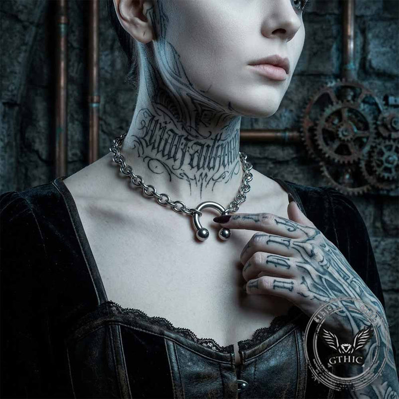 Punk Spike Horseshoe Stainless Steel Clavicle Necklace