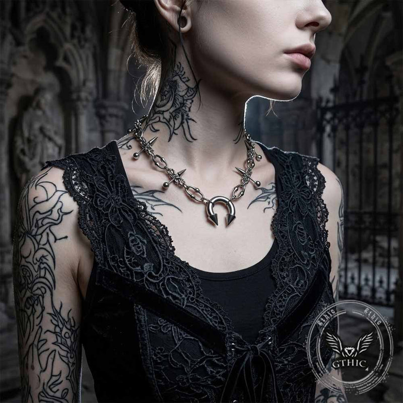 Punk Spike Piercing Stainless Steel Clavicle Necklace