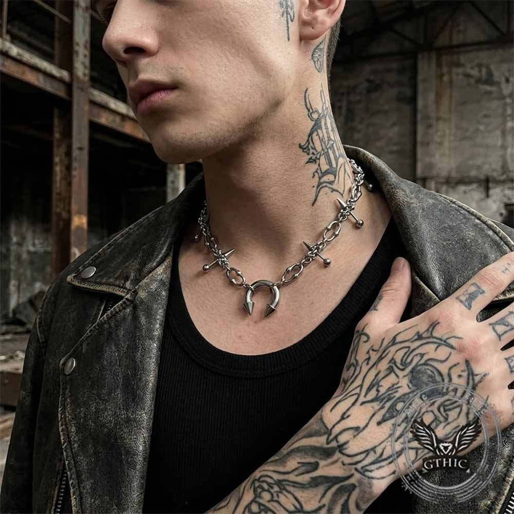 Punk Spike Piercing Stainless Steel Clavicle Necklace