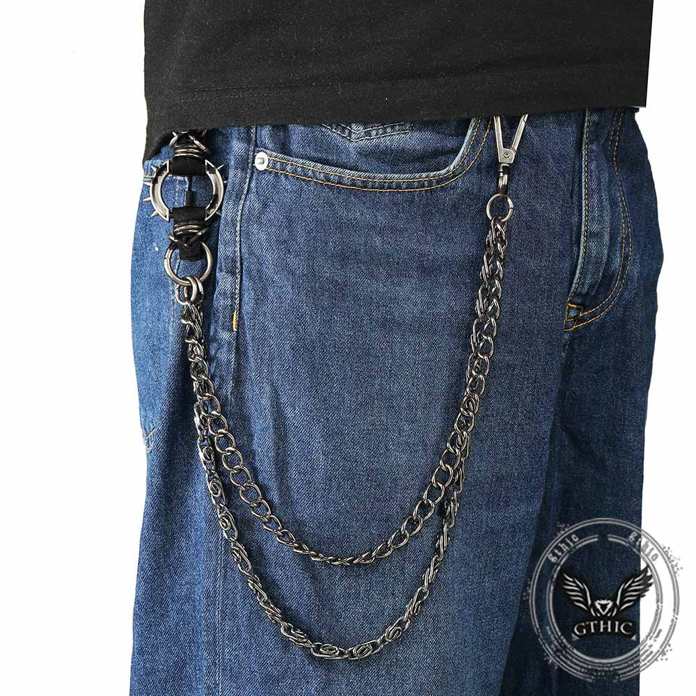 Punk Spiked Double-chain Alloy Pants Chain
