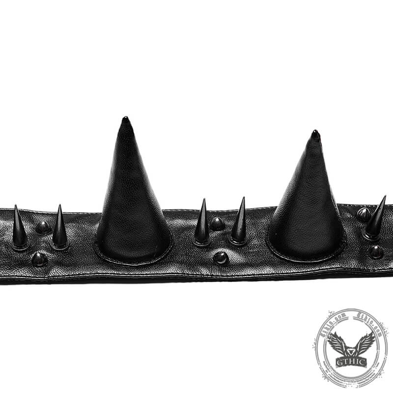 Punk Spikes Pu Leather Choker Necklace
