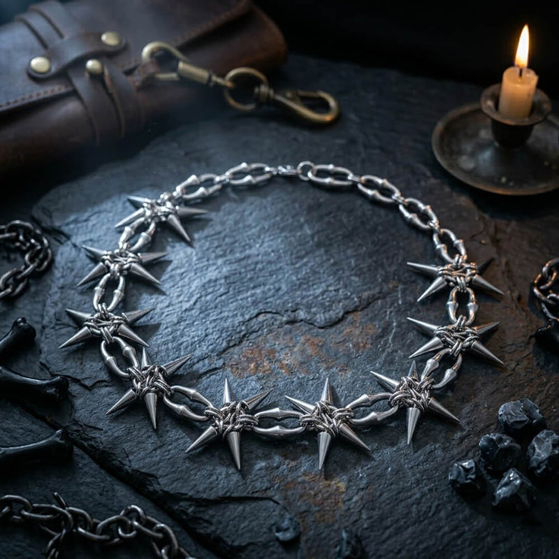 Punk Studded Stainless Steel Clavicle Necklace