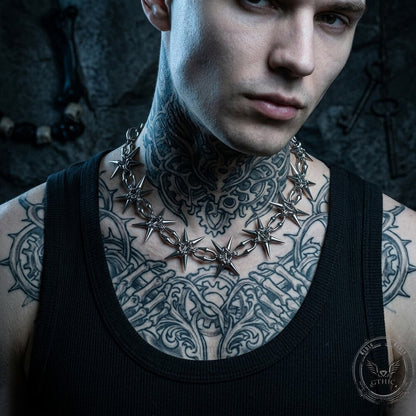 Punk Studded Stainless Steel Clavicle Necklace