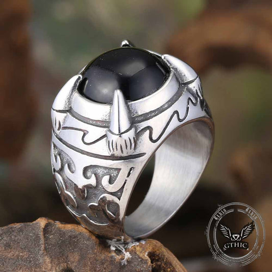 Punk Style Dragon Claw Stone Stainless Steel Ring