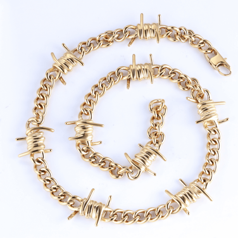 Punk Thorn Chunky Stainless Steel Necklace