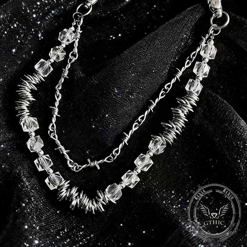 Punk Thorns Crystal Beaded Double Layer Alloy Pants Chain