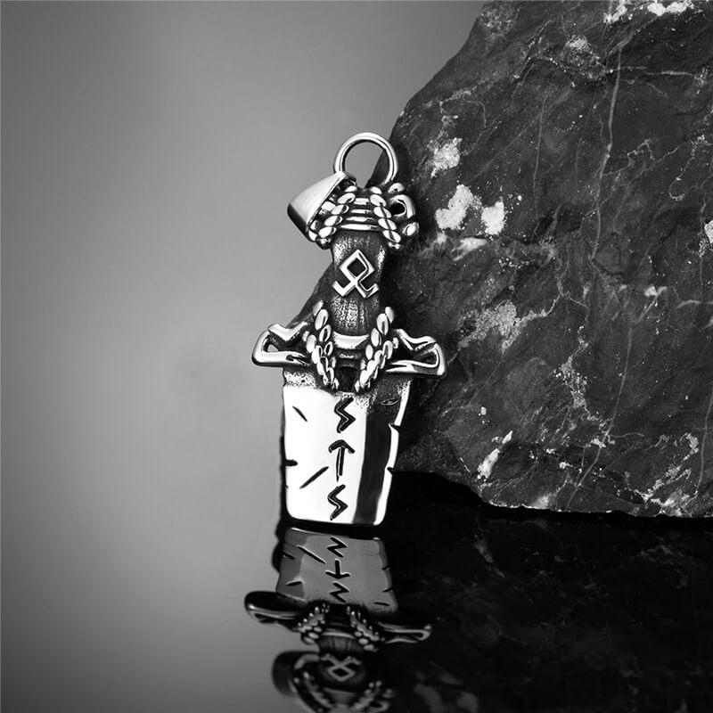 Punk Viking Sword Rune Stainless Steel Nordic Pendant