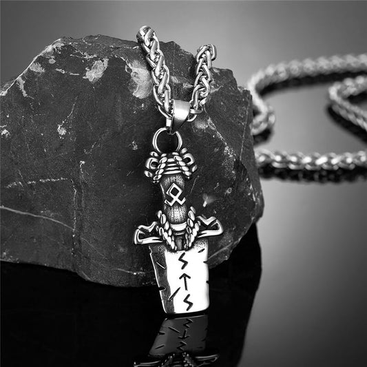 Punk Viking Sword Rune Stainless Steel Nordic Pendant
