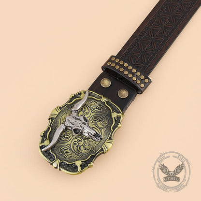 Punk Western Cowboy Wild Bull Pu Leather Belt