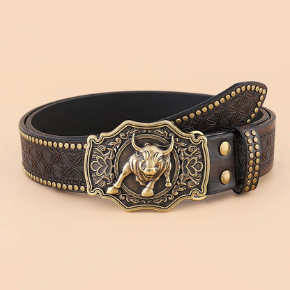 Punk Western Cowboy Wild Bull Pu Leather Belt