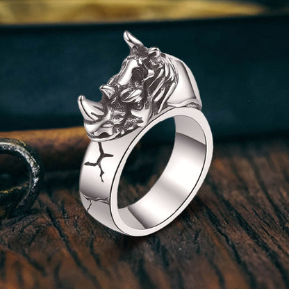 Punk Wild Rhino Stainless Steel Ring