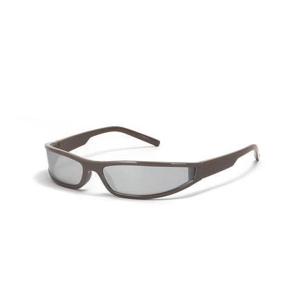 Punk Y2k Narrow Frame Colorful Uv-proof Pc Sunglasses