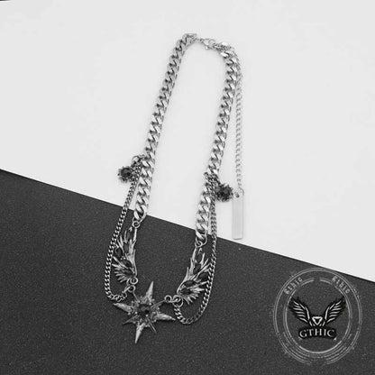 Punk Y2k Wings Star Stainless Steel Clavicle Chain