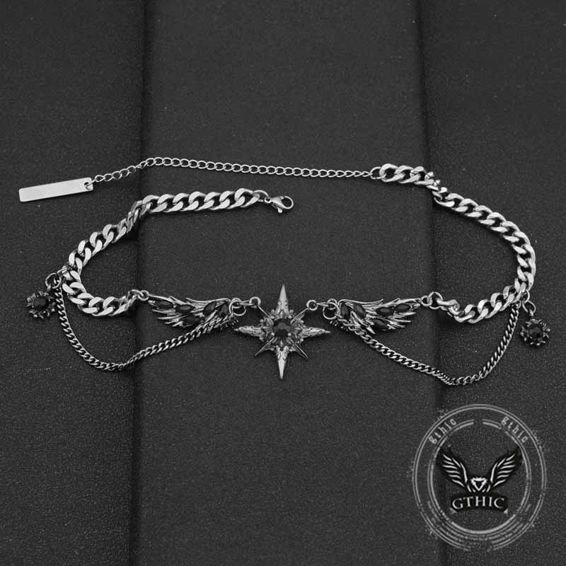 Punk Y2k Wings Star Stainless Steel Clavicle Chain