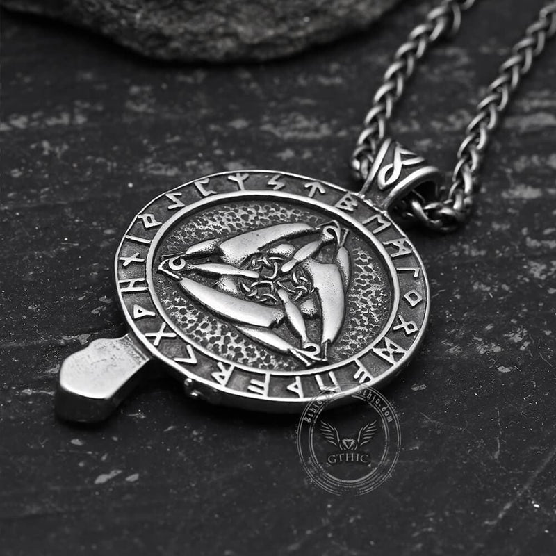 Raven and Triskele Stainless Steel Viking Pendant